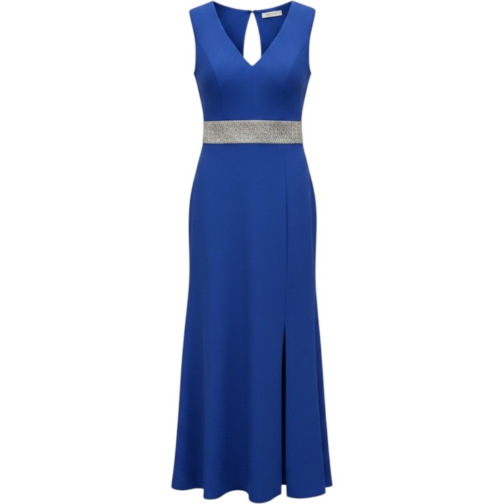 Marina Beaded Waist Cutout Back Gown Royal Blue Prom Formal Womens 12